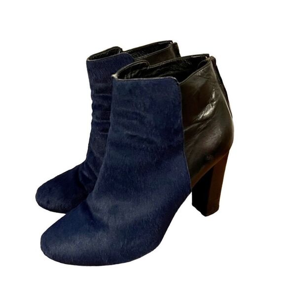 J. Crew Collection navy calf hair booties size 7.5 - Picture 1 of 9